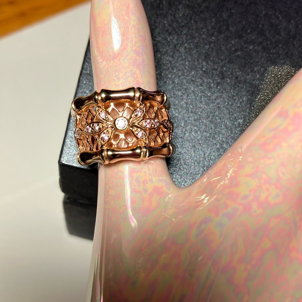 Technibond Orginial Rose Gold CZ Bamboo Ring - Picture 3 of 10
